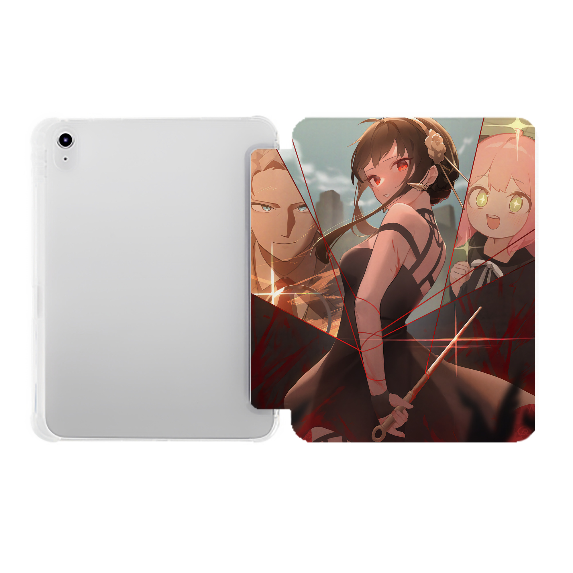 （画像用） SPY×FAMILY间谍家家酒 IPad ケース ペン収納付き 三つ折りスタンド PUレザー×シリコン 対応機種9.5/10.5/10.9インチ